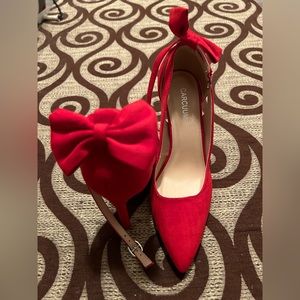 Burnt Orange Bow tie strapped heels